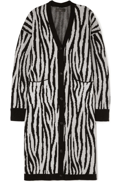 Amiri Intarsia Cashmere And Wool-blend Cardigan In Black