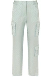 OFF-WHITE SATIN-JACQUARD STRAIGHT-LEG trousers