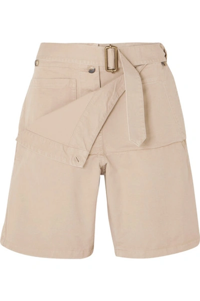 Jw Anderson Belted Cotton-drill Shorts In Neutrals