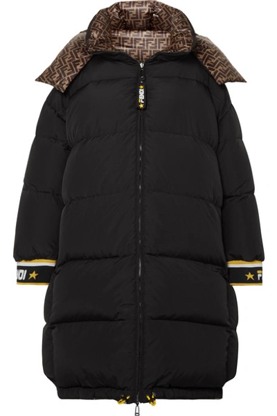 Fendi Reversible Printed Quilted Shell Down Jacket In Black