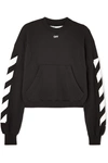 OFF-WHITE CROPPED PRINTED COTTON-BLEND JERSEY SWEATSHIRT