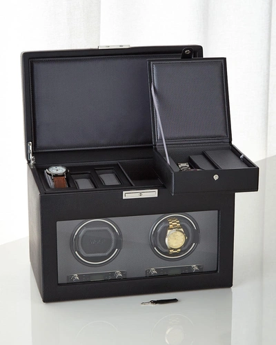 Wolf Viceroy Double Watch Winder & Storage Space - Black