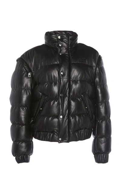 Common Leisure All Time Hooded Quilted Leather Jacket In Black