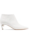 NICHOLAS KIRKWOOD MIRA FAUX PEARL-EMBELLISHED LEATHER ANKLE BOOTS