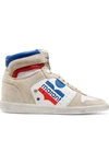 ISABEL MARANT BAYTEN LOGO-PRINT LEATHER AND SUEDE SNEAKERS