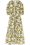 KENZO TIERED PRINTED COTTON-POPLIN MIDI DRESS