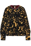 MARNI JERSEY-TRIMMED PRINTED CREPE TOP