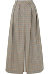 A.W.A.K.E. PLEATED CHECKED WOOL SKIRT