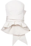 Brandon Maxwell Bow-detailed Silk-twill Bustier Top In White