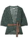 BRUNELLO CUCINELLI BELTED SEQUIN-EMBELLISHED OPEN-KNIT CARDIGAN