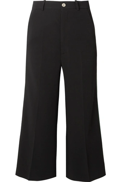 Gucci Side Stripe Cady Wide Leg Crop Trousers In 1060 Black