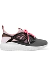 SOPHIA WEBSTER FLY-BY RUBBER AND LEATHER-TRIMMED NEOPRENE SNEAKERS