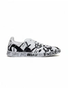 VETEMENTS VETEMENTS GRAFFITI WHITE LEATHER SNEAKERS,USS19VT-SMT-GS/WHT