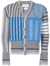 THOM BROWNE 4-BAR FUN-MIX CHECK INTARSIA CARDIGAN