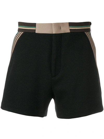 Fendi Stripe-trimmed Cotton-blend Shorts In Black