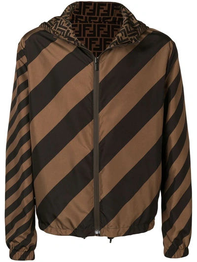 Fendi Reversible Windbreaker Jacket In Brown