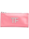 TOM FORD TOM FORD EMBELLISHED LOGO CLUTCH BAG - 粉色