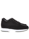 HOGAN BLACK INTERACTIVE SNEAKERS IN SUEDE AND NYLON,10814053