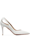 AQUAZZURA WHITE SHIVA 85 LEATHER PUMPS