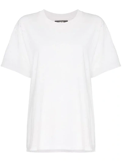 Amiri Perforated Distressed Detail Cotton T In White