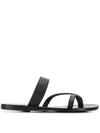 Ancient Greek Sandals Black Leather Daphnae Thong Slippers In Black
