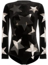 ALEXIA HENTSCH CUTOUT STAR VELVET BODYSUIT