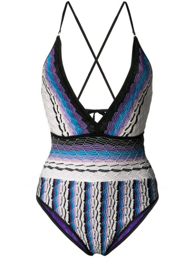 Missoni Knitted Swimsuit In Purple