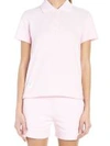Thom Browne Relaxed Fit Short Sleeve Polo With Center Back Red, White And Blue Stripe In Classic Pique In Pink