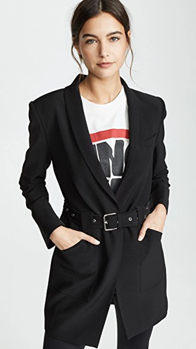 Anine Bing Charlotte Belted Blazer In Black