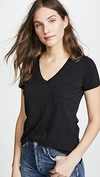 Madewell Whisper Cotton V-neck Pocket Tee In True Black