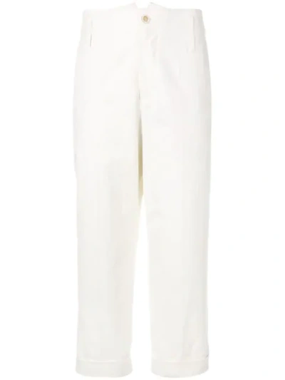 Brunello Cucinelli Cropped Cotton Trousers In White
