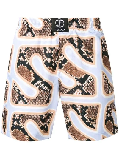 Sss World Corp Snakeskin Print Swim Shorts In Blu