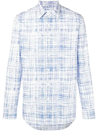 Prada Check Print Shirt In Blue