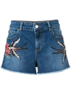 RED VALENTINO SWALLOW PATCH DENIM SHORTS