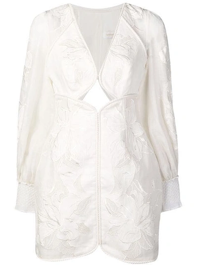 Zimmermann Corsage Applique Mini Dress In White