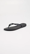 Havaianas Slim Crystal Glamour Flip Flops In Black