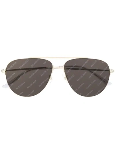 Balenciaga Invisible Printed Aviator-style Silver-tone Sunglasses In 1444