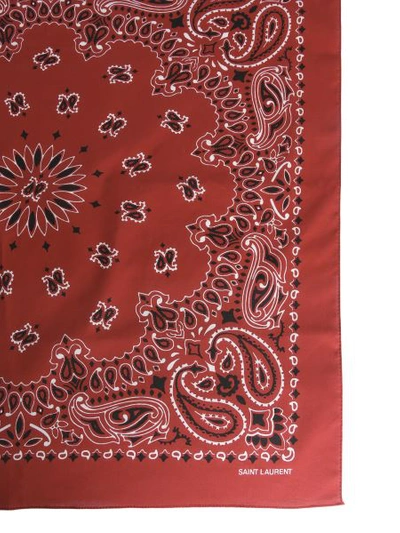 Saint Laurent Bandana Printed Wool Scarf In Red