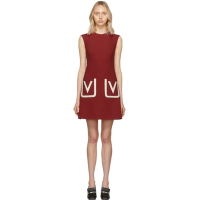 Valentino Grain De Poudre Wool Mini Dress In Red