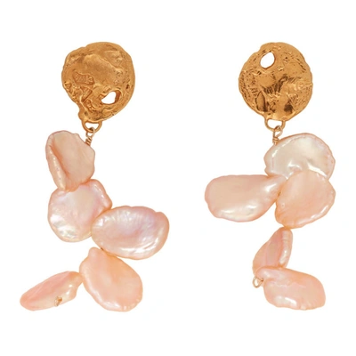 Alighieri La Jetee Pearl Earrings In Gold Pink