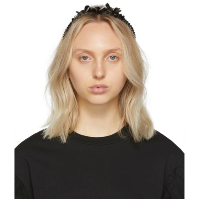 Simone Rocha Black Floral Bead Embellished Headband - 黑色 In Black