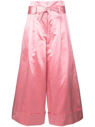 Adam Lippes Wide-leg Duchess Silk Culotte In Pink