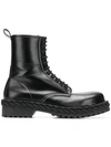 Balenciaga Lace Detail Military Boots In Black