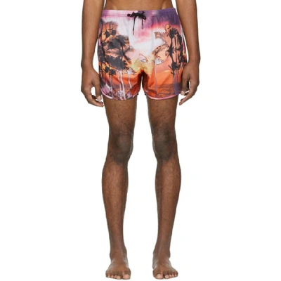 Neil Barrett Palm Tree Swimming Shorts - 粉色 In 821 Pink