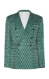 HAIDER ACKERMANN DOUBLE-BREASTED LINEN AND SILK-BLEND JACQUARD BLAZER,193-3000-140-048