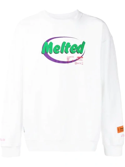 Heron Preston Melted-print Cotton Sweatshirt In Bianco