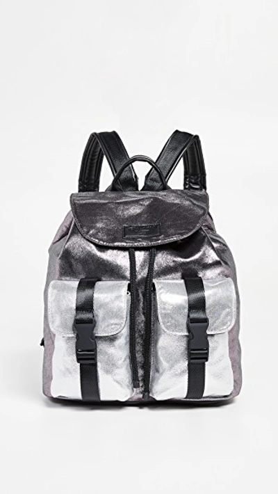 Kendall + Kylie Metallic Colorblock Backpack In Dark Grey Metallic