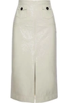 ALEXA CHUNG CRINKLED FAUX PATENT LEATHER MIDI SKIRT,3074457345619809343