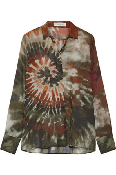 Valentino Tie-dyed Cotton-voile Shirt In Army Green