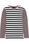 ALEXA CHUNG EMBROIDERED STRIPED COTTON-BLEND JERSEY TOP,3074457345619816456